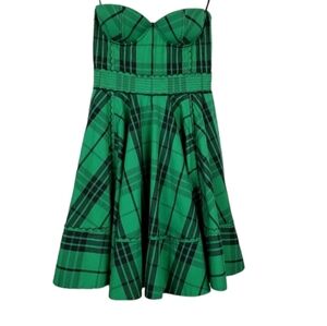 Luella Bartley Strapless Dress Size 38 Fit and Flare Plaid Rockabilly Designer